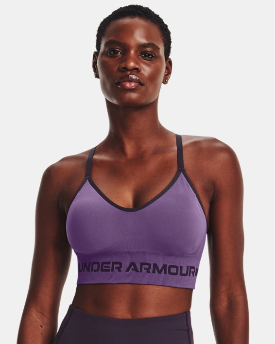 女士UA Seamless Low Long運動內衣 in Purple image number 0